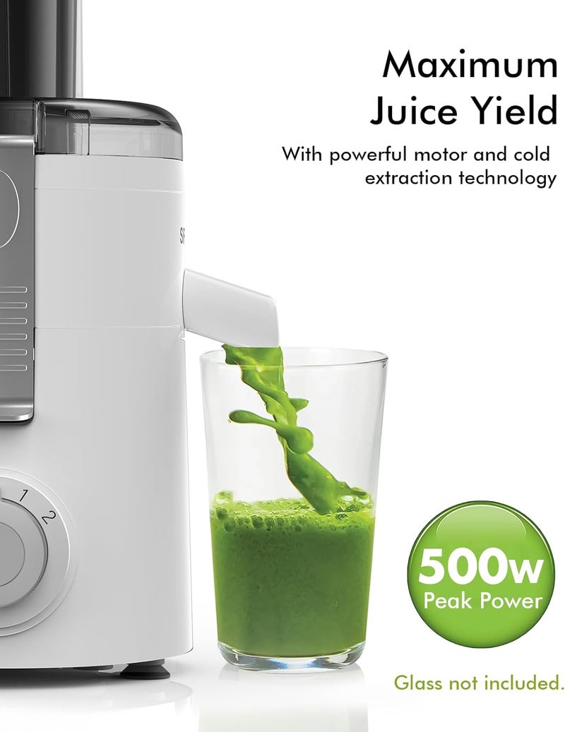 SIFENE Compact Centrifugal & Masticating Juicer, Efficient 3-Speed Fruit & Vegetable Extractor, Easy to Clean, BPA-Free, Dishwasher Safe Parts, Ideal for Daily Fresh Juice at Home, White - Image 4